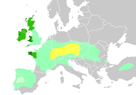 Distribution of Celtic people across Europe