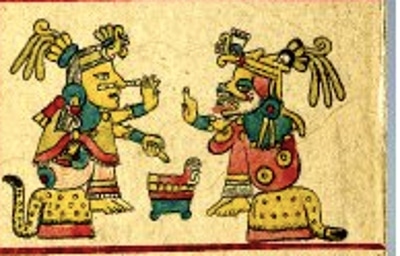 Chantico (left) as depicted in Codex Fejevary-Mayer
