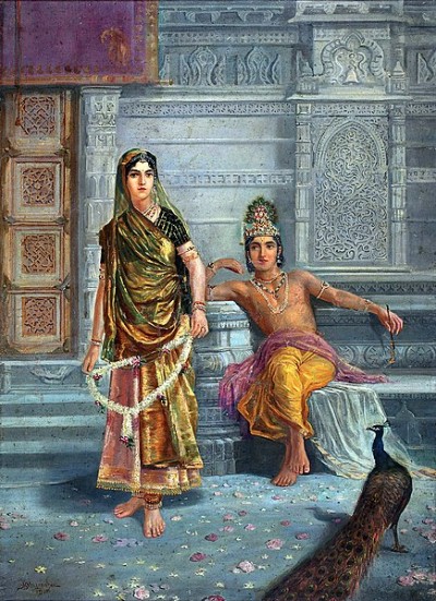 Painting of Radha with Krishna, by M. V. Dhurandhar, 1915.