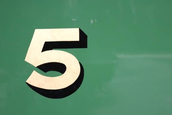 Number five with green background