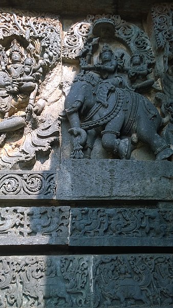 Indra Indrani and Airavat at hoysaleshwar temple