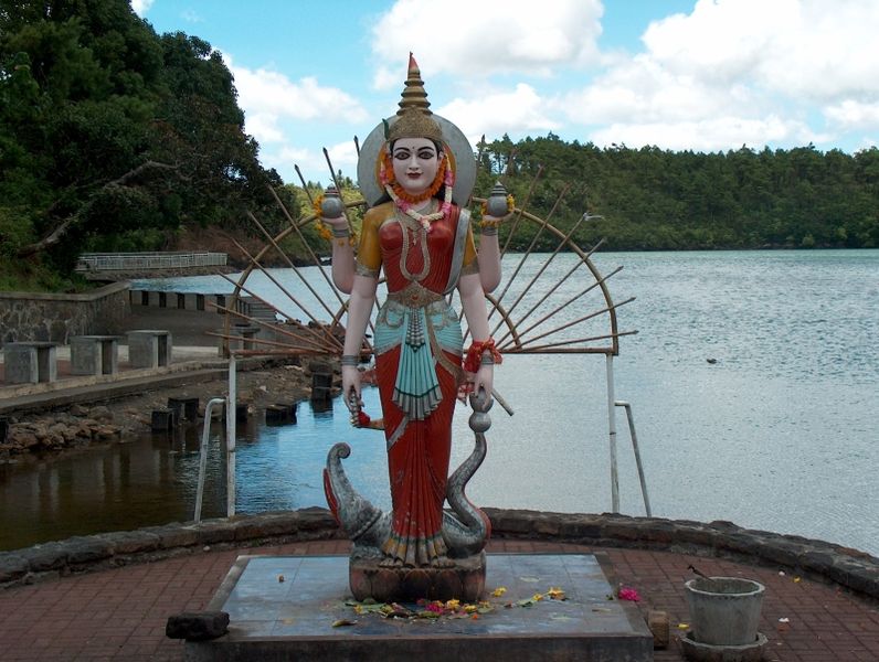 Statue of Goddess Ganga at Ganga Talao in Mauritius