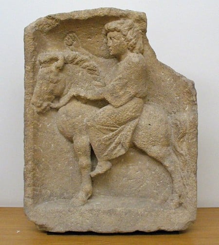 Bas-relief of the Romano-Celtic goddess Epona, from Contern (Luxembourg), 2nd or 3rd century AD.