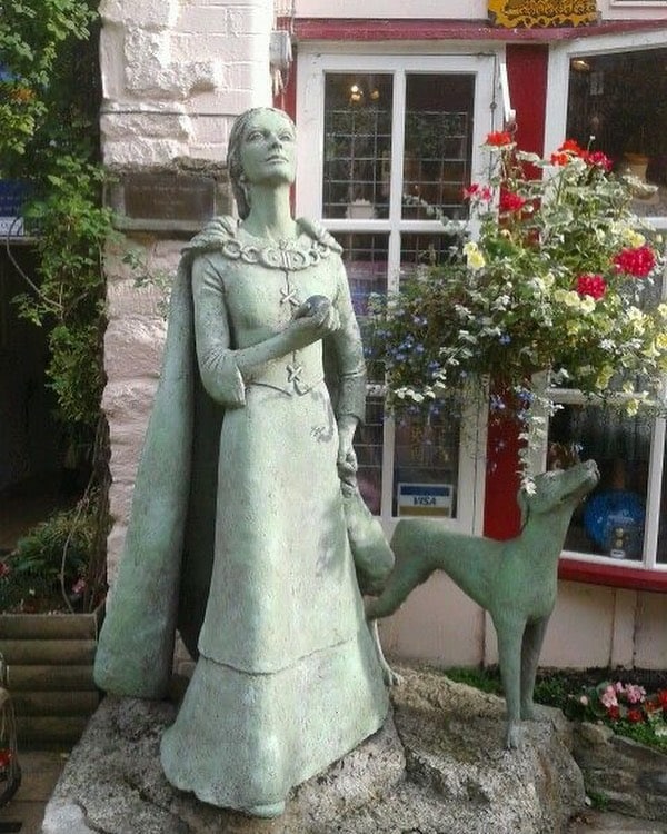 e Celtic Goddess Danu with her dog in the Glastonbury Experience Courtyard