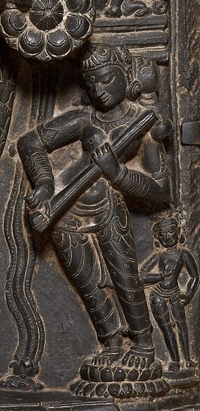 Saraswati with an alapini vina, from a larger image God Vishnu with Goddesses Lakshmi and Sarasvati, at the Chicago Art Institute