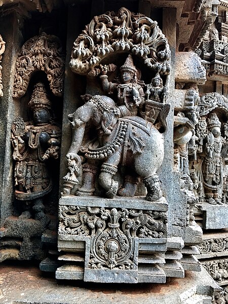 Indra with Indrani, 13th century Keshava temple Somanathpur