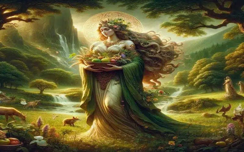 The Celtic goddess Danu is the essence of the triple goddess figure, representing all the faces of the divine feminine: maiden, mother, and crone.